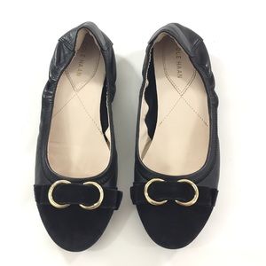 Cole Haan 5 Black Cap Toe Leather Ballet Flats